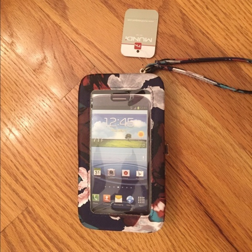 Mundi Cell Phone Wristlet -Purple Floral NWT -